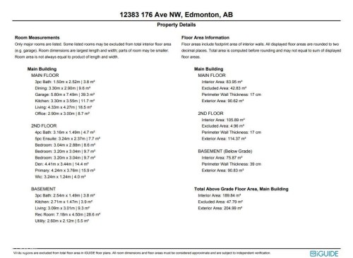Property Details. Documenting room measurements and floor area information for the property - 12383 176 Avenue Nw, Edmonton, AB - Other