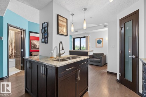 #801 9707 106 St Nw, Edmonton, AB - Indoor Photo Showing Kitchen With Double Sink
