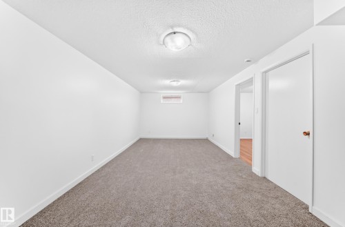 Spacious room with gray carpeting and crisp white walls - 5519 142 Avenue Nw, Edmonton, AB - Indoor Photo Showing Other Room
