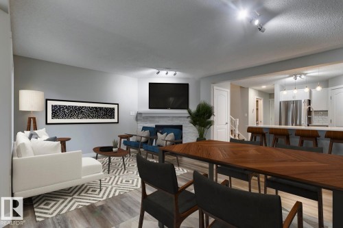 15819 69 Street Nw, Edmonton, AB - Indoor Photo Showing Dining Room With Fireplace