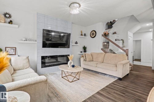 3523 5A Avenue Sw, Edmonton, AB - Indoor Photo Showing Living Room With Fireplace