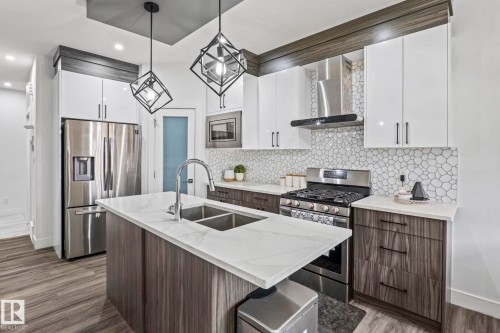 3523 5A Avenue Sw, Edmonton, AB - Indoor Photo Showing Kitchen With Double Sink With Upgraded Kitchen