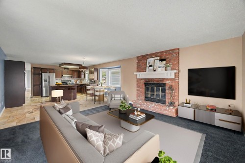 90 Dufferin Street, St. Albert, AB - Indoor Photo Showing Living Room With Fireplace