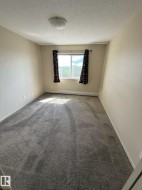 Neutral wall color, wall-to-wall carpeting, single window, baseboard heating, ceiling-mounted light fixture - 