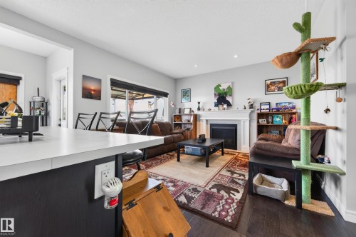 58 Woodbridge Link, Fort Saskatchewan, AB - Indoor Photo Showing Living Room With Fireplace