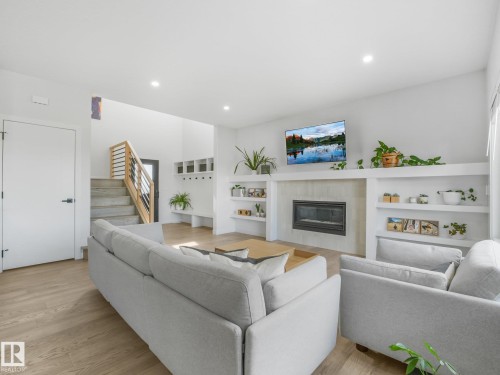 34 Edgefield Way, St. Albert, AB - Indoor Photo Showing Living Room With Fireplace