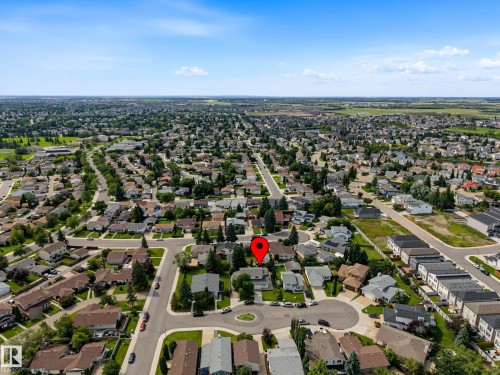 Aerial view showcasing a residential neighborhood with established homes and mature trees - 10032 173 Avenue Nw, Edmonton, AB - Outdoor With View