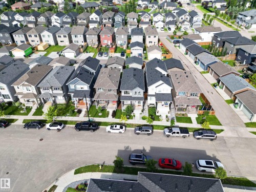 Aerial perspective showcasing a residential street lined with single-family homes - 6 Daniel Street, Fort Saskatchewan, AB -  With View