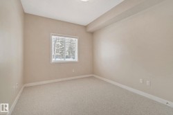 Bright bedroom showcasing neutral wall finishes, plush carpet flooring, and abundant natural light from a large window - 