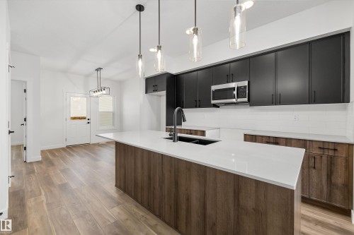 20820 40 Avenue Nw, Edmonton, AB - Indoor Photo Showing Kitchen With Double Sink With Upgraded Kitchen