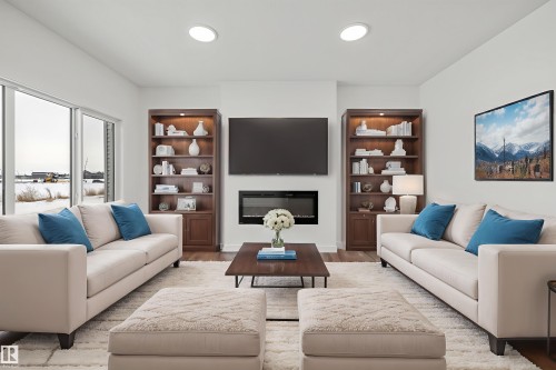18931 28 Avenue Nw, Edmonton, AB - Indoor Photo Showing Living Room With Fireplace