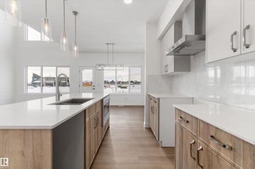 18927 28 Avenue Nw, Edmonton, AB - Indoor Photo Showing Kitchen With Double Sink With Upgraded Kitchen