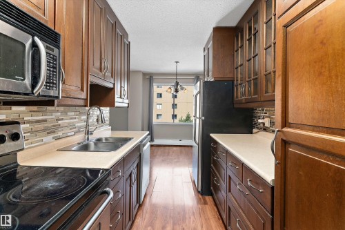 #1002 9725 106 St Nw, Edmonton, AB - Indoor Photo Showing Kitchen With Double Sink