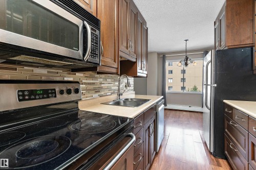 #1002 9725 106 St Nw, Edmonton, AB - Indoor Photo Showing Kitchen With Double Sink