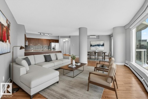 Virtually staged - #3002 10152 104 St Nw, Edmonton, AB - Indoor Photo Showing Living Room