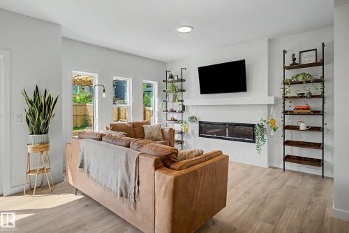 23015 96 Avenue Nw, Edmonton, AB - Indoor Photo Showing Living Room With Fireplace