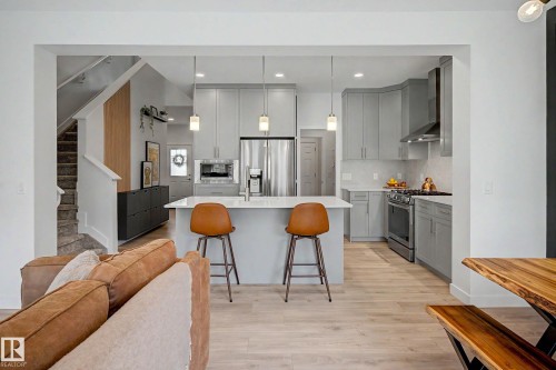 23015 96 Avenue Nw, Edmonton, AB - Indoor Photo Showing Kitchen With Stainless Steel Kitchen With Upgraded Kitchen