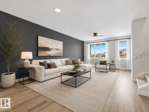 Virtually staged - 19310 26A Ave Nw, Edmonton, AB - Indoor Photo Showing Living Room