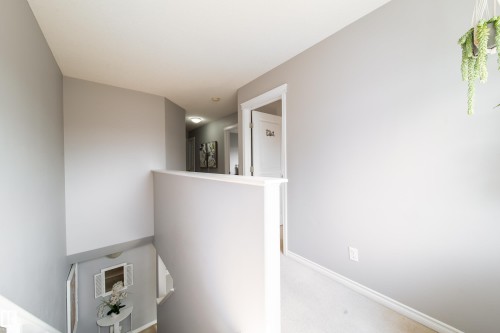 Hallway with light gray walls, white trim, and carpeting - 7239 21 Avenue Sw, Edmonton, AB - Indoor Photo Showing Other Room