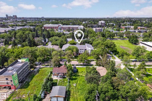Aerial perspective of an expansive urban environment featuring dense tree coverage - #206 10842 107 St Nw, Edmonton, AB - Outdoor With View