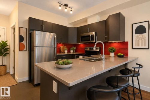 #303 10611 117 St Nw, Edmonton, AB - Indoor Photo Showing Kitchen With Stainless Steel Kitchen With Double Sink