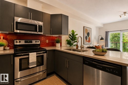 #303 10611 117 St Nw, Edmonton, AB - Indoor Photo Showing Kitchen With Stainless Steel Kitchen With Double Sink