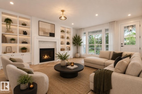 10439 144 Street Nw, Edmonton, AB - Indoor Photo Showing Living Room With Fireplace