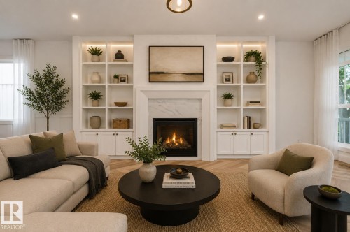 10439 144 Street Nw, Edmonton, AB - Indoor Photo Showing Living Room With Fireplace