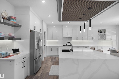 4709 Charles Bay Sw, Edmonton, AB - Indoor Photo Showing Kitchen With Stainless Steel Kitchen With Upgraded Kitchen