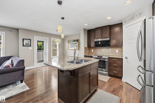 17332 6 Avenue Sw, Edmonton, AB - Indoor Photo Showing Kitchen With Double Sink With Upgraded Kitchen