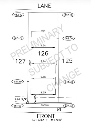 Preliminary Site Plan. Illustrating lot dimensions and area for the property - 4537 Knight Wynd Sw, Edmonton, AB 