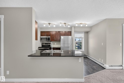 #222 5810 Mullen Pl Nw, Edmonton, AB - Indoor Photo Showing Kitchen With Double Sink