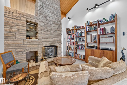 7828 119 Street Nw, Edmonton, AB - Indoor Photo Showing Living Room With Fireplace