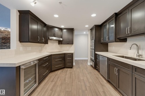 #108 11650 79 Av Nw, Edmonton, AB - Indoor Photo Showing Kitchen With Double Sink With Upgraded Kitchen