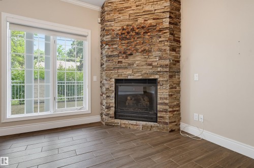 #108 11650 79 Av Nw, Edmonton, AB - Indoor Photo Showing Living Room With Fireplace