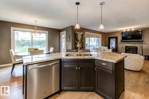 854 Chahley Way Nw, Edmonton, AB - Indoor Photo Showing Kitchen With Fireplace With Double Sink