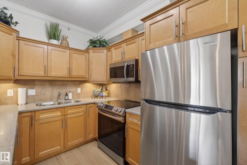 #303 8631 108 St Nw, Edmonton, AB - Indoor Photo Showing Kitchen With Stainless Steel Kitchen With Double Sink