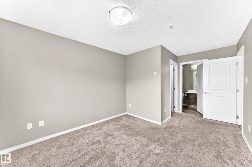 Neutral-toned walls complement the textured carpeting - #322 148 Ebbers Bv Nw, Edmonton, AB - Indoor Photo Showing Other Room