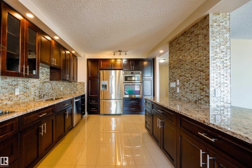 #1501 11710 100 Av Nw, Edmonton, AB - Indoor Photo Showing Kitchen With Stainless Steel Kitchen With Double Sink