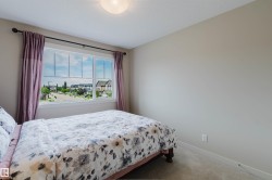 Large window with white trim, ceiling-mounted light fixture, and carpet flooring - 