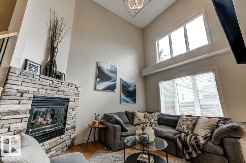 7539 188 Street Nw, Edmonton, AB - Indoor Photo Showing Living Room With Fireplace