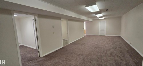 Expansive room featuring neutral-toned carpeting, white walls, and recessed lighting fixtures - 4317 50 Street, Vegreville, AB - Indoor Photo Showing Other Room