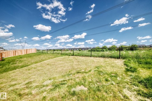 Expansive grassy yard area with a wood privacy fence and a chain link fence - 8823 Carson Way Sw, Edmonton, AB - Outdoor With View