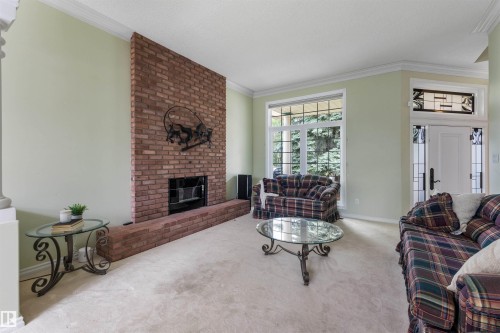 69 Harwood Drive, St. Albert, AB - Indoor Photo Showing Living Room With Fireplace