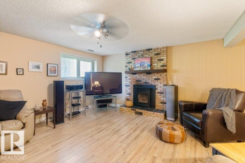 57 Patterson Crescent, St. Albert, AB - Indoor Photo Showing Living Room With Fireplace