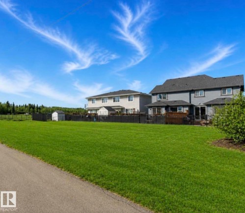 Expansive green space with distant tree line and two-story residential structures - 12737 205 Street Nw, Edmonton, AB - Outdoor