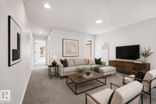 virtually staged - 935 18 Avenue Nw, Edmonton, AB - Indoor Photo Showing Living Room