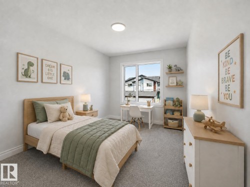 virtually staged - 935 18 Avenue Nw, Edmonton, AB - Indoor Photo Showing Bedroom