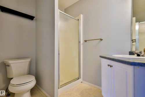 Shower with clear glass enclosure - 15529 95 Avenue Nw, Edmonton, AB - Indoor Photo Showing Bathroom