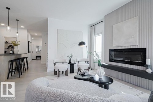 18651 19 Avenue Nw, Edmonton, AB - Indoor Photo Showing Living Room With Fireplace